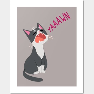 Yawning Cat Posters and Art